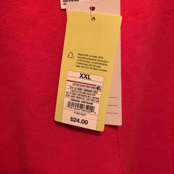 NWT Cropped Red Crewneck Sweatshirt XXL - Picture 5 of 5